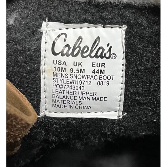 Cabela’s snowpac men’s boots size 10 main image 4